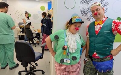 Shorty, at left, is part of a thriving community of medical clowns in Israel. (Deborah Danan)