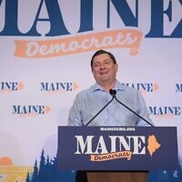 Troy Jackson speaks before the Maine Democratic delegates as they gather for their party's nominating convention on July 25, 2026, in Bangor, Maine. (Joe Raedle/Getty Images)