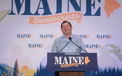Troy Jackson speaks before the Maine Democratic delegates as they gather for their party's nominating convention on July 25, 2026, in Bangor, Maine. (Joe Raedle/Getty Images)
