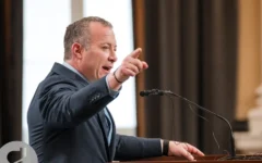 Rep. Josh Gottheimer (D-N.J.) speaks at the annual Israel Allies Foundation celebration of Jerusalem Day on Capitol Hill, June 10, 2026. (Credit: Dear Summer/Israel Allies Foundation)