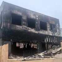 The remains of the Noam kosher restaurant after a suspected arson attack, August 2, 2026. (B'nai Brith Canada)