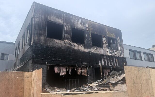 The remains of the Noam kosher restaurant after a suspected arson attack, August 2, 2026. (B'nai Brith Canada) The remains of the Noam kosher restaurant after a suspected arson attack, August 2, 2026. (B'nai Brith Canada)