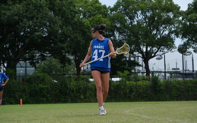 Reagan Surloff represents Israel Lacrosse while competing in Tokyo. (Photo courtesy of Reagan Surloff)