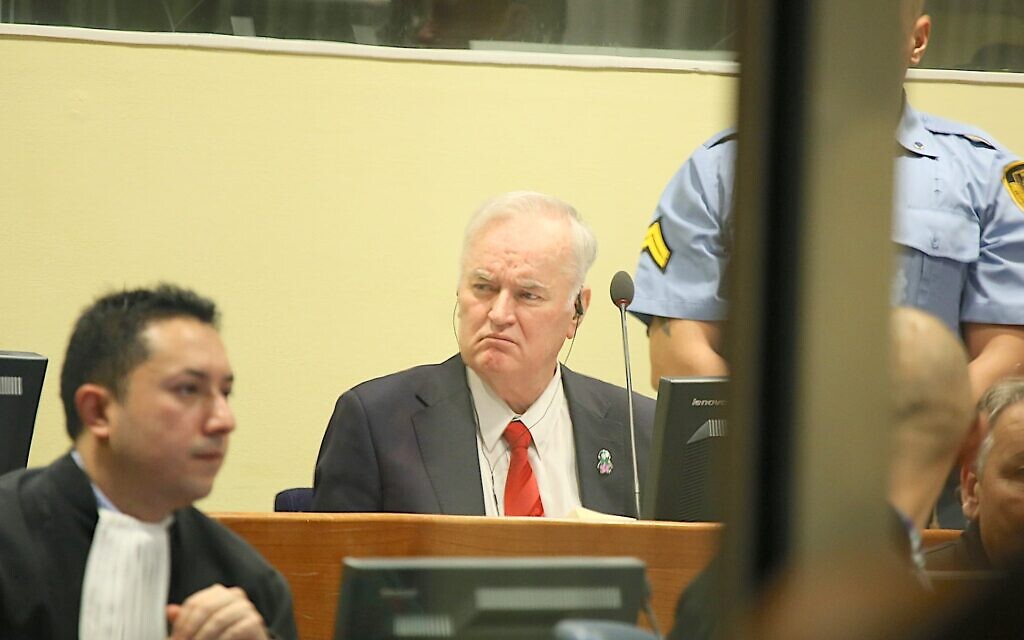 Ratko Mladić, former commander of the Bosnian Serb Army, during his war crimes trial at the United Nations tribunal in The Hague, Nov. 22, 2017. (UN International Criminal Tribunal for the former Yugoslavia)