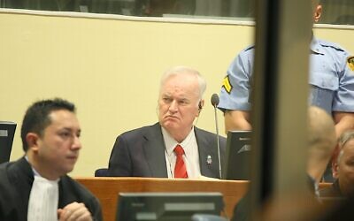 Ratko Mladić, former commander of the Bosnian Serb Army, during his war crimes trial at the United Nations tribunal in The Hague, Nov. 22, 2017. (UN International Criminal Tribunal for the former Yugoslavia)