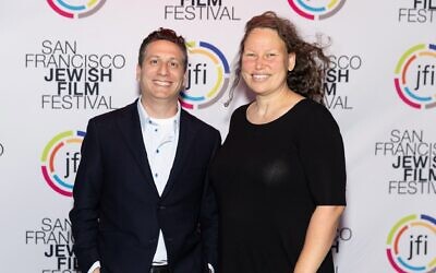 Director Rachel Israel, right, and producer Shai Korman arrive at the premiere of "The Floaters" during the 2025 San Francisco Jewish Film Festival,  Aug. 3, 2025. (Miikka Skaffari/Getty Images)