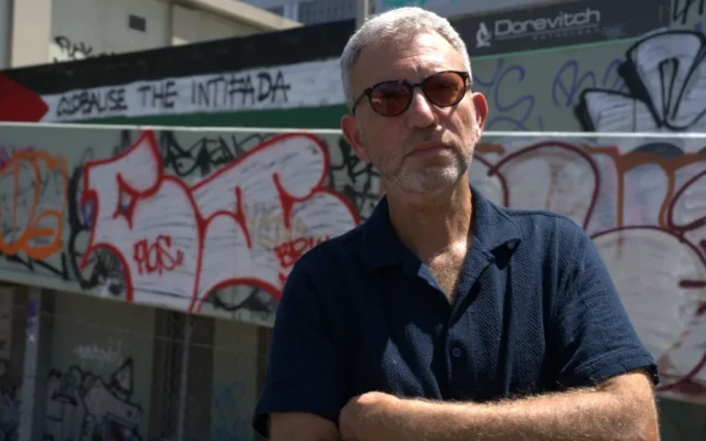 Director Danny Ben-Moshe in Melbourne, at a location filmed in his documentary “Cancelled.” (Credit: Courtesy)
