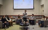 Chayim Massart introduces panelists during 'Let's Talk About It' on Sept. 23 at The Friendship Circle of Pittsburgh. (Photo by Adam Reinherz)