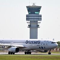 A Brussels Airlines aircraft is seen at Brussels Airport in Zaventem, Belgium, September 1, 2026. (Dursun Aydemir/Anadolu via Getty Images)