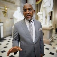 U.S. Rep. Gregory Meeks (D-NY) speaks to members of the media at the U.S. Capitol Building on May 21, 2026 in Washington. (Photo by Andrew Harnik/Getty Images)