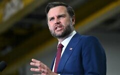 Vice President JD Vance speaks at a MAGA Inc. super PAC event in Sterling Heights, Michigan, on August 31, 2026. (Photo by SAUL LOEB / POOL / AFP)