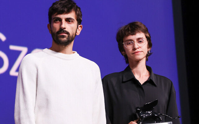 Yuval Abraham and Rachel Szor with the Special Jury Prize for "Naza" during the Venice International Film Festival ({hoto by Ondine Goat, CC BY-SA 4.0 , via Wikimedia Commons)