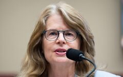 Wendy Raymond, the president of Haverford College, testifies during the House Education and Workforce Committee hearing titled “Beyond The Ivy League: Stopping the Spread of Antisemitism on American Campuses” in Congress, May 7, 2025. (Tom Williams/CQ Roll Call)