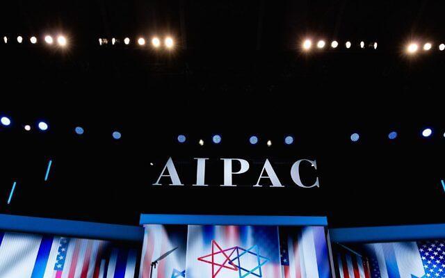 A view of the stage at the 2019 AIPAC conference in Washington, D.C. (Cheriss May/NurPhoto via Getty Images)