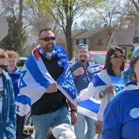 Milwaukee Jews march in the community's annual Walk for Israel, part of the federation's celebrations for Israel's independence day. (Courtesy of the Milwaukee Jewish Federation)