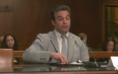 Jewish Federation of Greater Pittsburgh’s Dovid Knoll testified before a Sept. 24 Pennsylvania Senate Republicans public hearing on antisemitism in Harrisburg. (Screenshot by David Rullo)