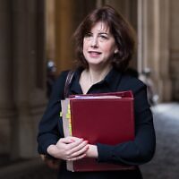 British Secretary of State for Education and Deputy Leader of the Labour Party Lucy Powell arrives in Downing Street to attend the weekly Cabinet meeting in London, United Kingdom, Oct. 13, 2026. (Getty Images via JTA)