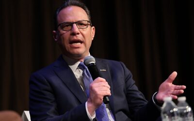 Pennsylvania Gov. Josh Shapiro speaks at a National Action Network "fireside chat" in New York City on April 8, 2026. (Michael M. Santiago/Getty Images)