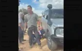 Screenshot from video of diplomats attacked by settler extremists in the Taybeh area of the West Bank, October 17, 2026. (Doron Kadash / Army Radio via X, from The Times of Israel)