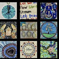 Some of the mosaic tiles exhibited in “From Darkness to Light: Expressing Hope through Mosaic Art” (Photo courtesy of David Kalla)
