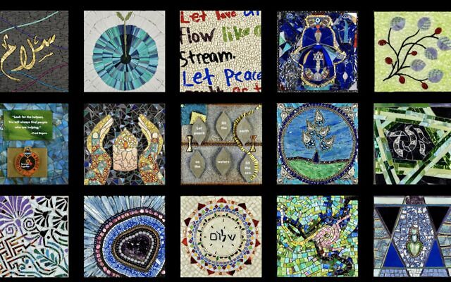 Some of the mosaic tiles exhibited in “From Darkness to Light: Expressing Hope through Mosaic Art” (Photo courtesy of David Kalla)