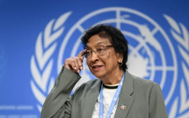 Navi Pillay, then-U.N. high commissioner for human rights, addresses the ninth session of the U.N. Human Rights Council in Geneva, September 2008. (Credit: Jean-Marc Ferré/U.N. Photo)