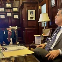 Andrea Martin meets with Pennsylvania state senator Jay Costa, who supported her nomination to the Pennsylvania Human Relations Commission, about the position. (Credit: Courtesy, via JNS)