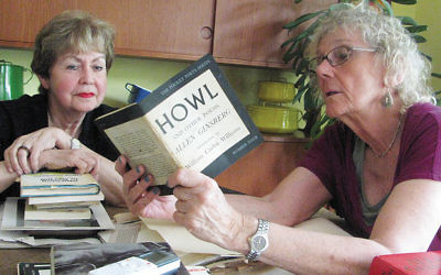 Pat Sebold, right, discusses her cousin Allen Ginsberg’s collection of poetry in “Howl” with Linda Forgosh, executive director of the Jewish Historial Society of New Jersey.