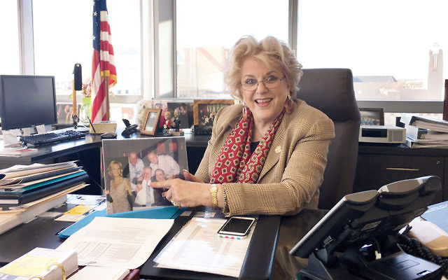Carolyn Goodman, the mayor of Las Vegas, sits in her office on February 10. (Ron Kampeas)
