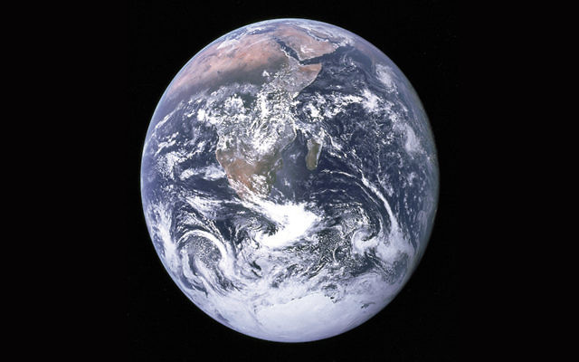 The earth as seen from space in a photo taken by the Apollo 17 astronauts.