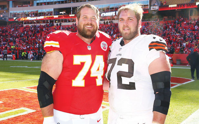 Geoff, left, and Mitch Schwartz are the first pair of Jewish brothers to play in the NFL since 1923. (Olivia Goodkin and Lee Schwartz)