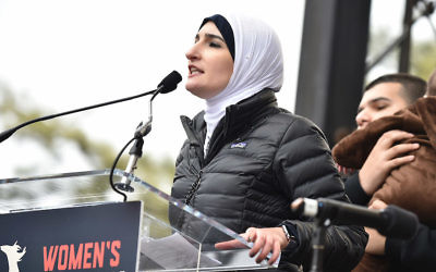WASHINGTON, DC - JANUARY 21:  Linda Sarsour speaks onstage during the Women's March on Washington on January 21, 2017 in Washington, DC.  (Photo by Theo Wargo/Getty Images)