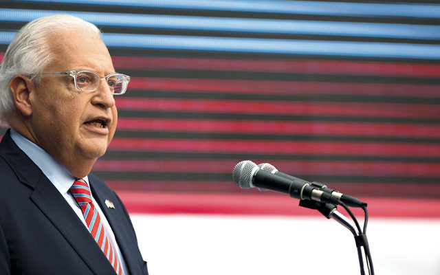U.S. Ambassador to Israel David Friedman speaks at the opening of the U.S. Embassy in Jerusalem on May 14, 2018. (Lior Mizrahi/Getty Images)