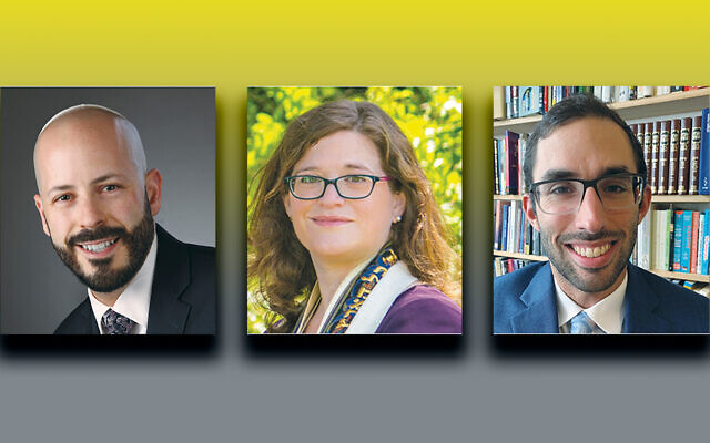 Rabbi David Z. Vaisberg (JanPress PhotoMedia) left, Cantor Jessica F. Epstein, and Max Edwards