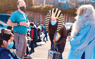 Moses and Pharaoh visited Congregation Beth Hatikvah in Summit for a drive-in Passover program.