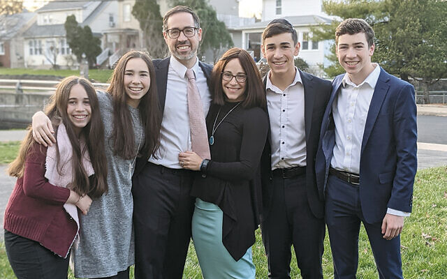 The Hess family, from left, are Dalia, Esti, Rabbi Joshua, Naava, Dani, and Akiva. (Courtesy of NJ Sharing Network)