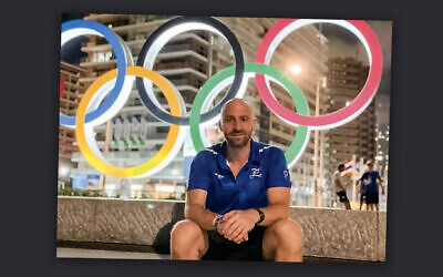 Yoni Rosenblatt, Team Israel’s sports physical therapist, in Tokyo. (Courtesy of Yoni Rosenblatt/Baltimore Jewish Times)