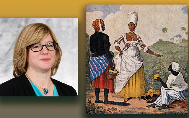Dr. Laura Arnold Leibman, left. “Free Woman of Color” by Agostino Brunias is a look at the diversity of Barbados in the late 1770s. (Laura Leibman/Wikimedia Commons)