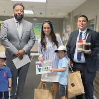 The security guards at Ben Porat Yosef in Paramus got cards and treats from Daniella Spier of Englewood and her children, Sammy, Isaac, and Jacob, who attend the school.