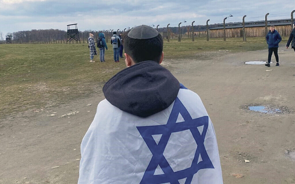 Ari Berman’s son Eli at Auschwitz. (Berman Family)