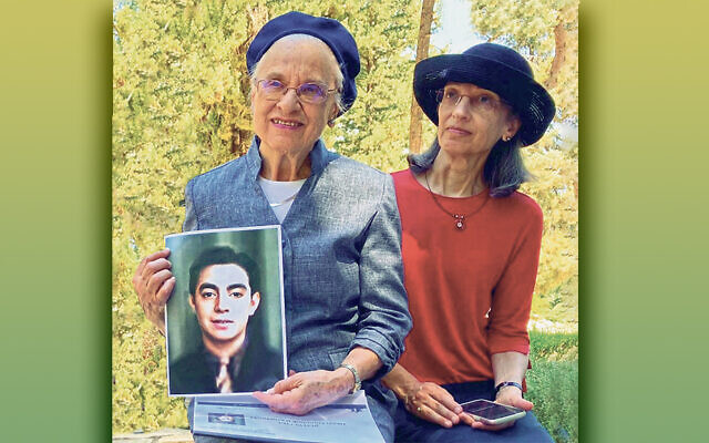 Nancy Klein of Yonkers, sitting with her daughter, our correspondent Abigail Klein Leichman, holds the first known photo of her long-ago pen pal, fallen soldier Henri Fernebock.(Photo courtesy of Latet Panim L’Noflim)