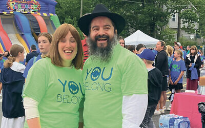 Zeesy and Rabbi Moshe Grossbaum, the Friendship Circle’s co-directors, at the walk; they also lead Chabad of Paramus.
