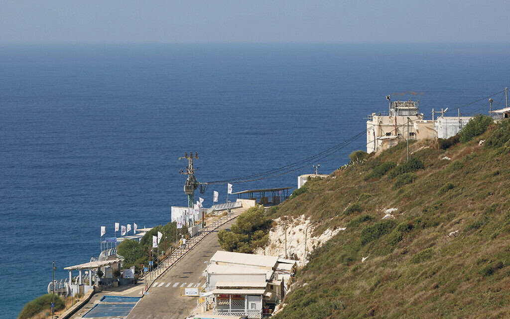 A view of an Israeli military base at Rosh Hanikra, known in Lebanon as Ras al-Naqura, at the border between the two countries, on October 4, 2022. It is close to the gas fields. (Jalaa Marey/AFP via Getty Images)