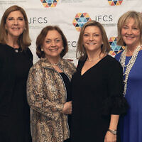 JFCS board member Paula Shaiman is with Arline Herman, JFCS board president Rachel Scheff; and JFCS CEO Susan Greenbaum.