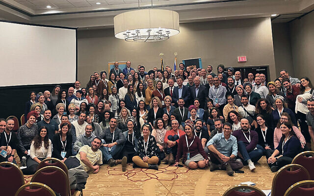 Participants in the World Zionist Organization’s recent professional development conference in Newark for teacher emissaries gather for a group photo. (WZO)