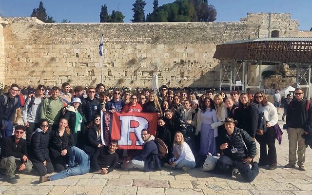 One of two groups of students who went on recent Rutgers University Birthright trips. Each group had 40 students, and its Hartman Institute program had 11 students.