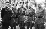 Michael Okunev is second on the right in this group of Red Army soldiers, right after the liberation of Bakhmut, then called Artemovsk. All photos courtesy Dr. Anna Rabichev)