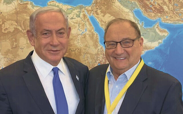 Abraham Foxman, right, stands with his old friend Benjamin Netanyahu in Israel last week.