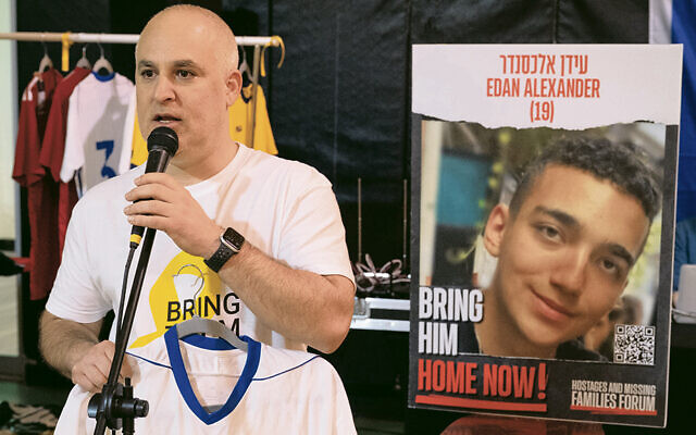 ON THE COVER:  Assaf Wolff speaks at an evening in support of hostage Edan Alexander and his family. (Photo by Shahar Azran)