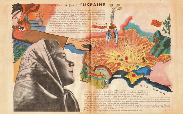 This story and map, from a French magazine published in early 1939, is about Ukraine’s problems with its aggressive neighbors.
